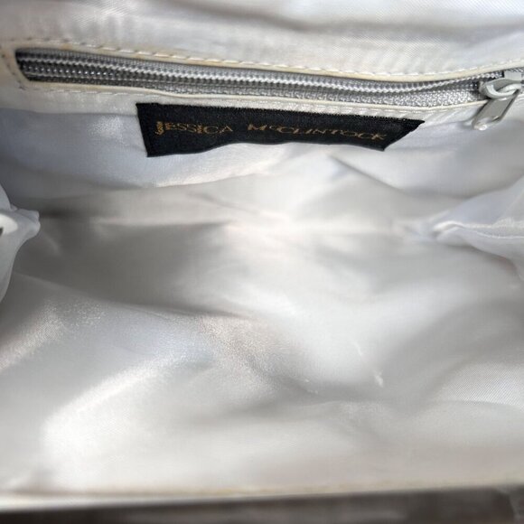 Jessica McClintock Silver Leaf Hideaway Chain Strap Clutch Bag Retro - Picture 5 of 6
